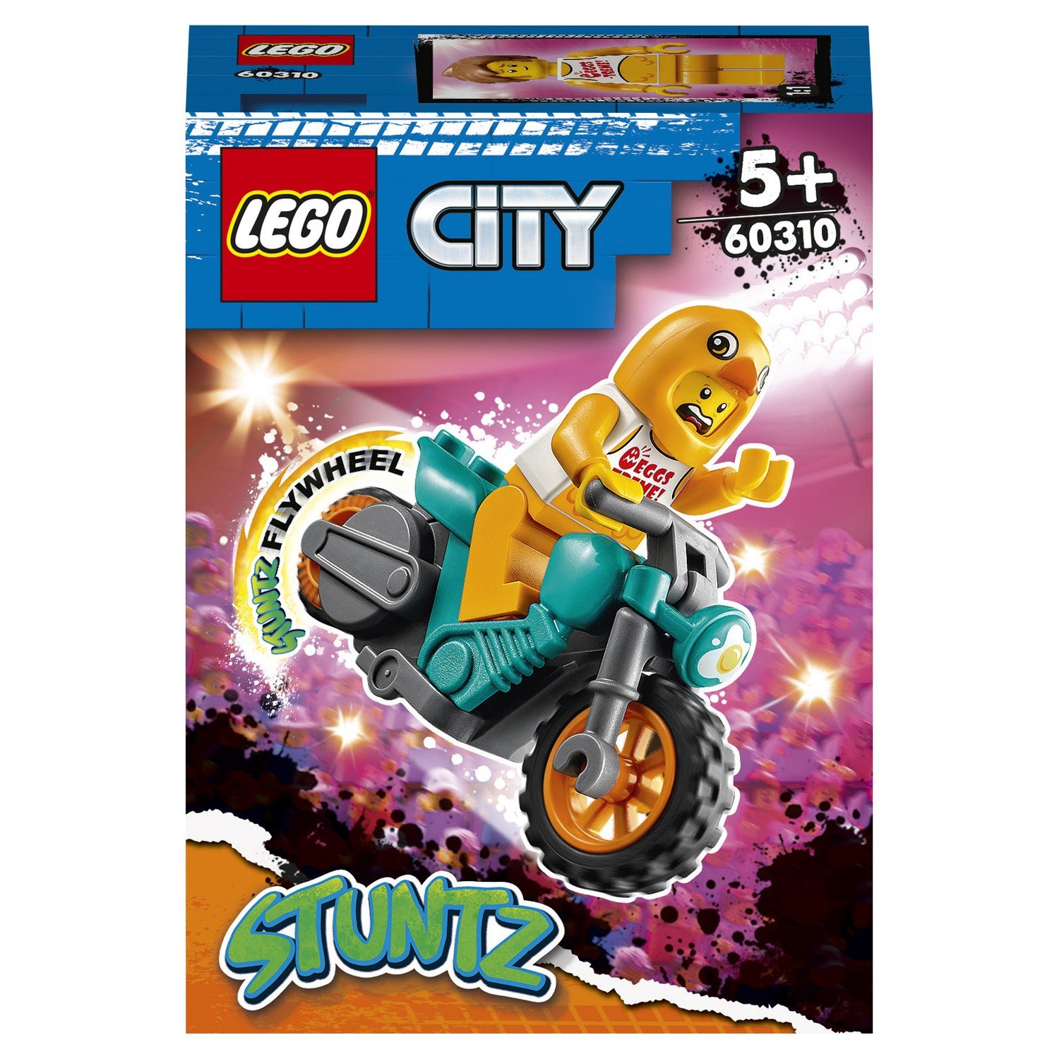 Купить конструктор LEGO City Stuntz Трюковый мотоцикл с цыплёнком, 10  деталей, 60310, цены на Мегамаркет | Артикул: 100030470098