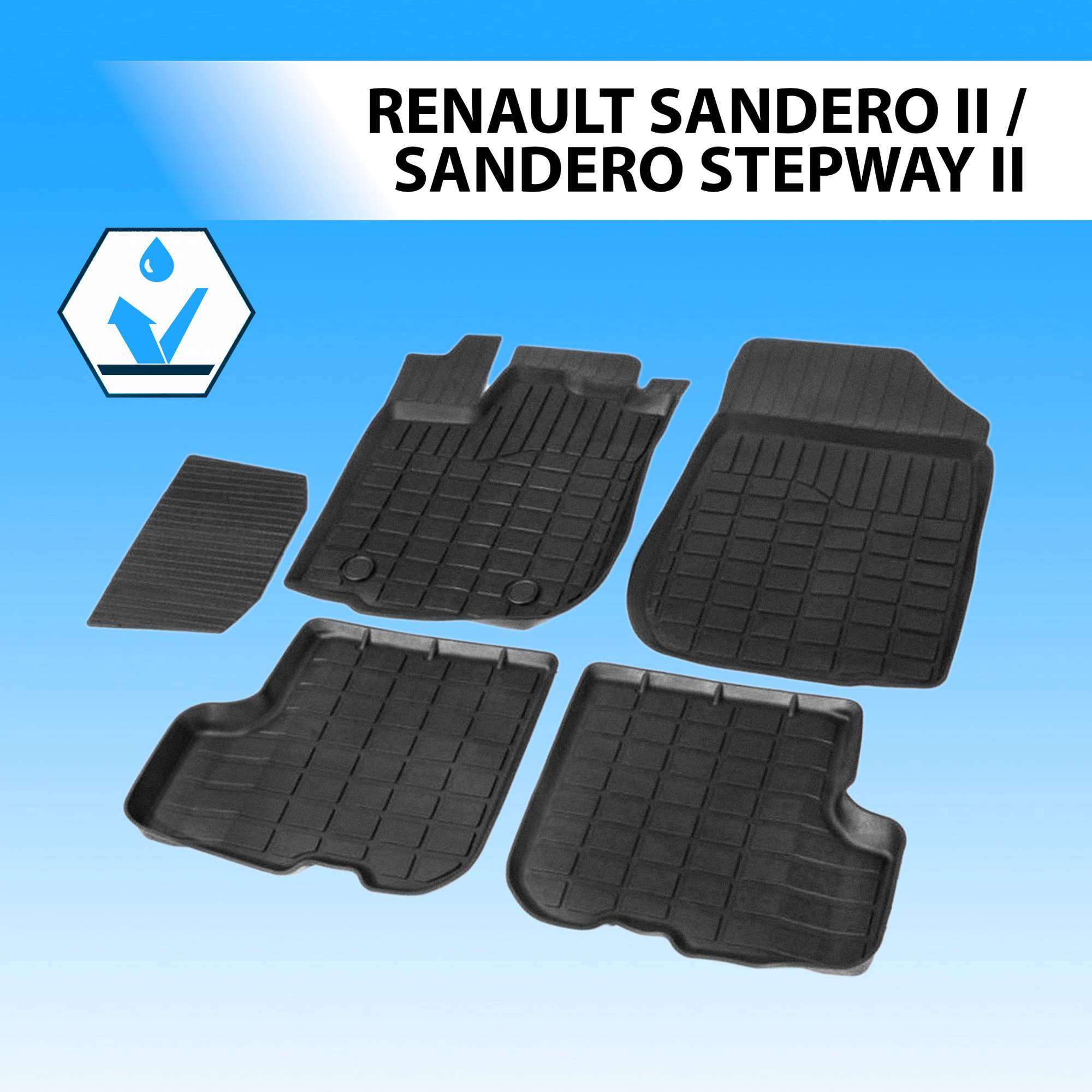 Купить коврики в салон литьевые RIVAL для Renault Sandero HB 14-/Sandero  Stepway HB 14-, 64703001, цены на Мегамаркет | Артикул: 100000389854