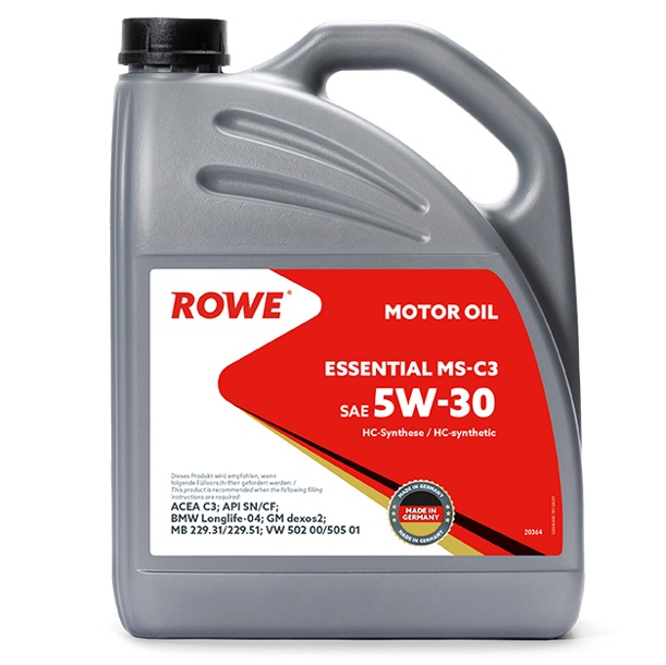 Моторное масло ROWE синтетическое 5w30 Essential Ms-C3 Sn/Cf, C3 5л - купить в Москве, цены на Мегамаркет | 100040447197