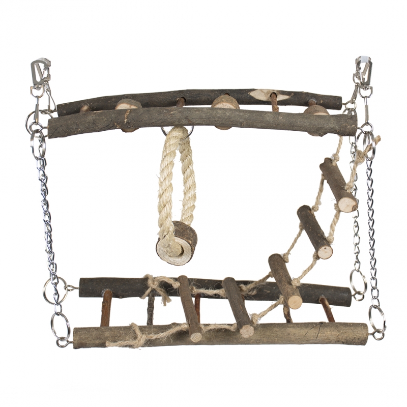 Игрушка для грызунов Duvo+ Подвесной мост,  дерево, коричневый 29см