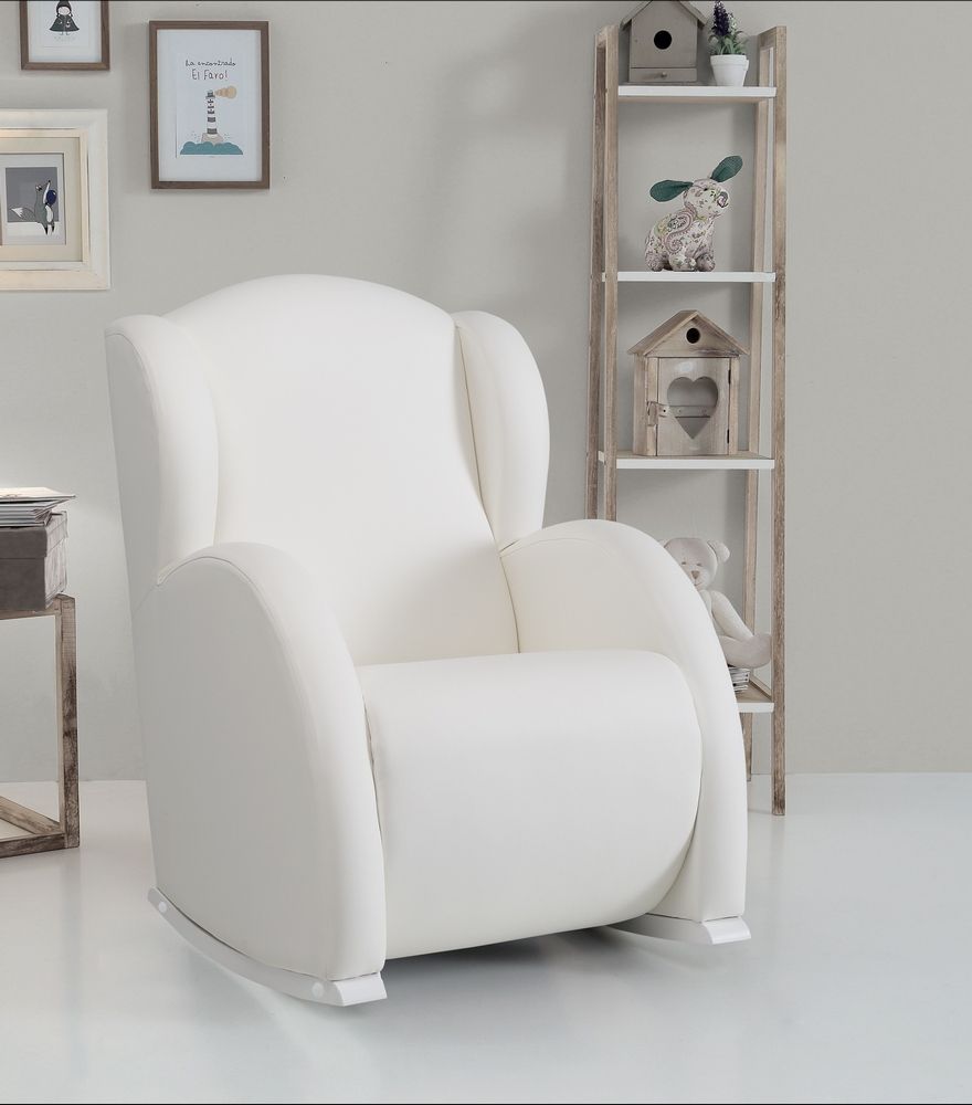 Кресло-качалка Micuna (Микуна) Wing/Flor white/white искусственная кожа