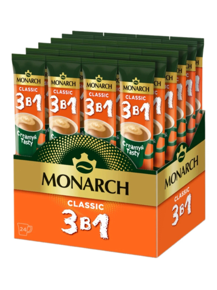 Купить напиток кофейный Monarch Классика 3 в 1 растворимый, 24x13,5 г, цены на Мегамаркет | Артикул: 100066586675