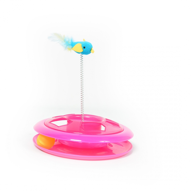 Развивающая игрушка для кошек Duvo+ Happy Hoop, пластик, розовый, 26 см
