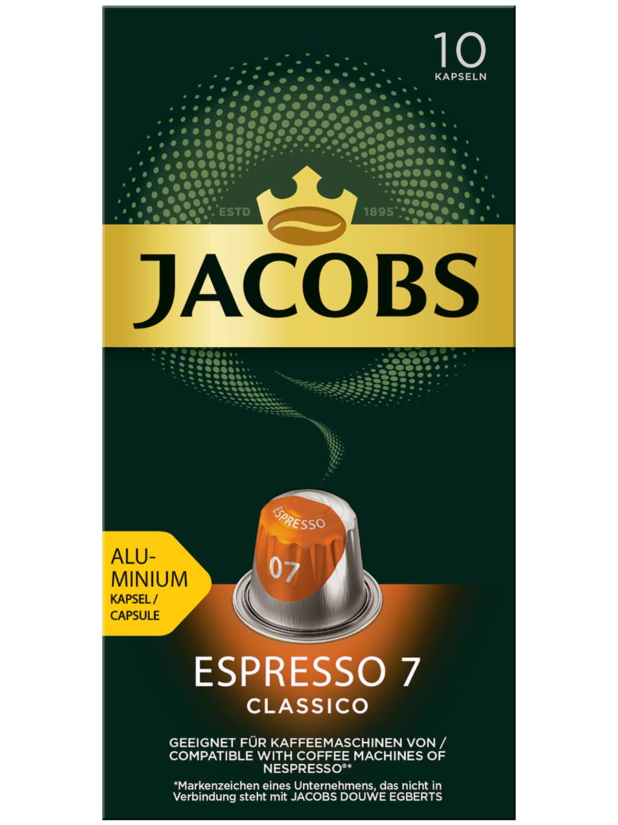 Купить кофе в алюминиевых капсулах Jacobs Espresso № 7 Classico, 10 штук, цены на Мегамаркет | Артикул: 600001966237