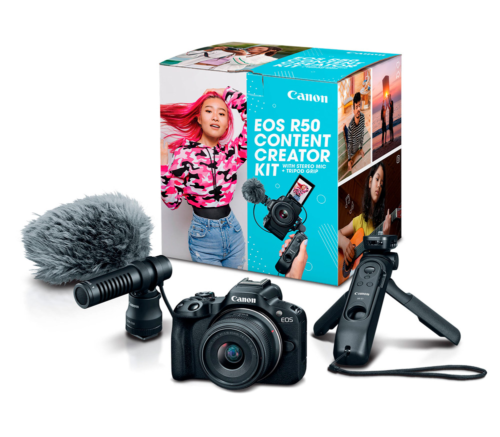 Фотоаппарат системный Canon EOS R50 18-45mm IS STM Creator kit, купить в Москве, цены в интернет-магазинах на Мегамаркет