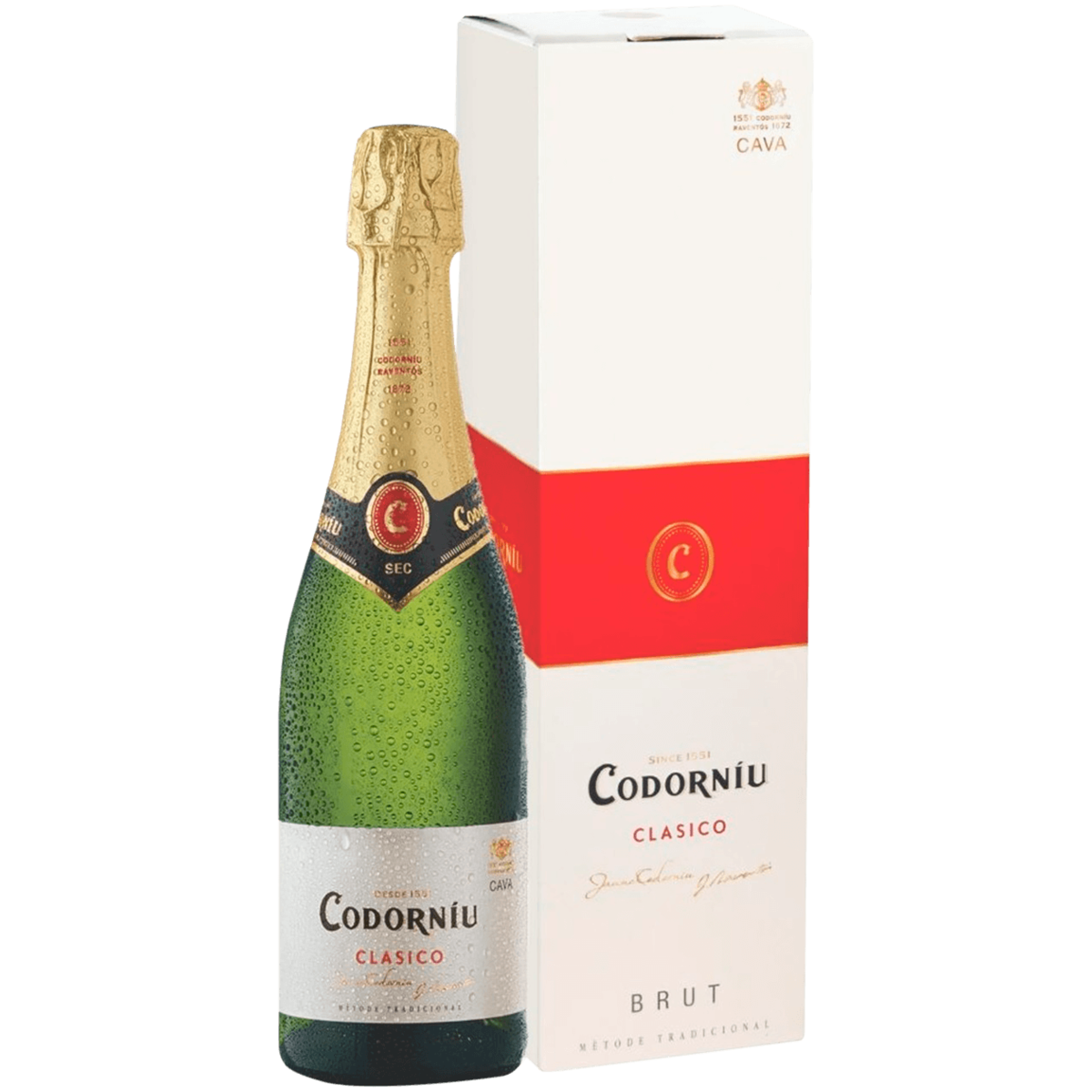 Вино игристое Codorniu Clasico Brut Cava белое брют 0,75 л в подарочной упаковке