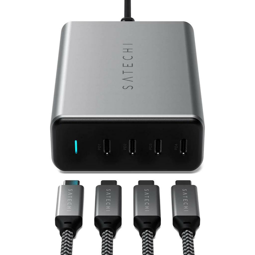 Сетевое зарядное устройство Satechi 165W USB-C 4-Port PD GaN Charger, серый  космос, купить в Москве, цены в интернет-магазинах на Мегамаркет