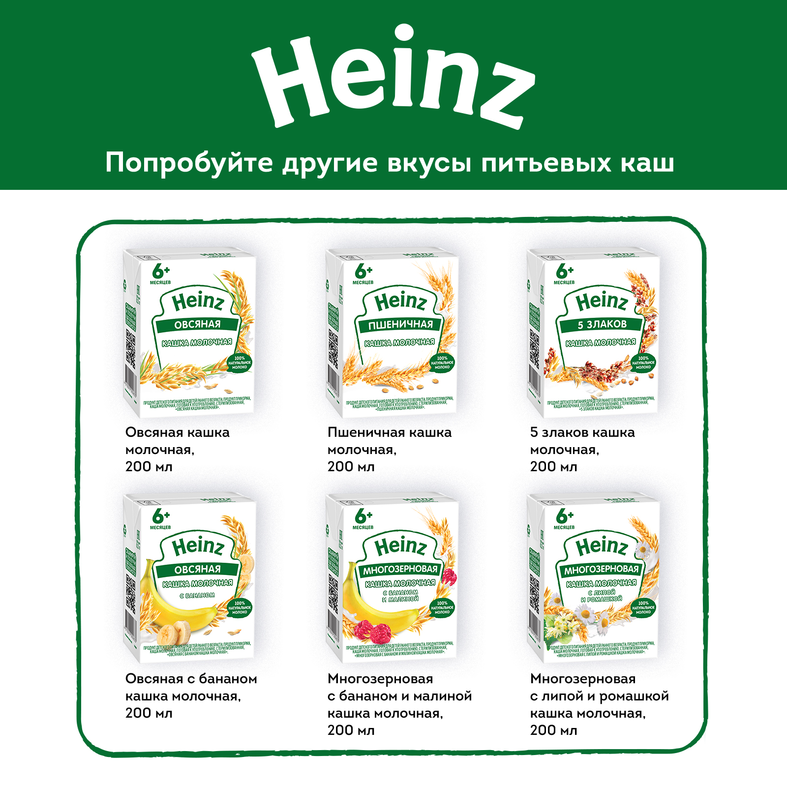 Каша молочная Heinz многозерновая банан малина