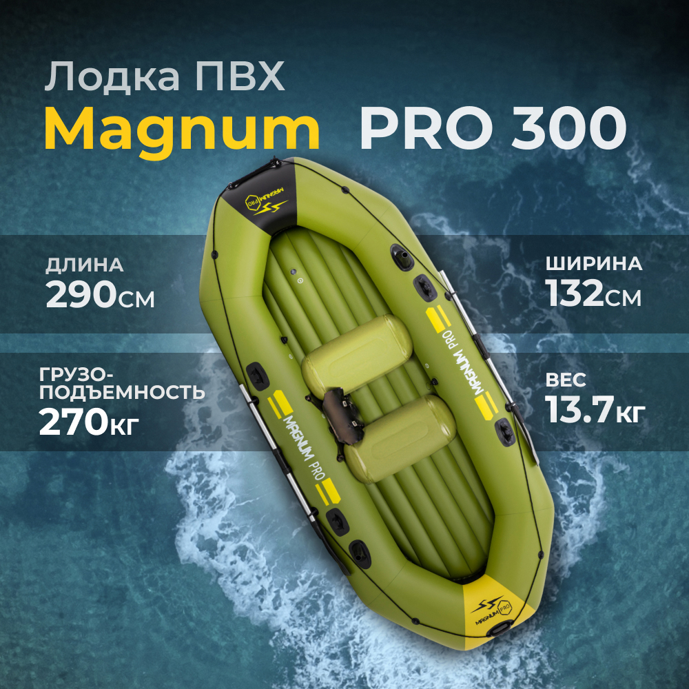 Лодка надувная ПВХ для рыбалки под мотор гребная Magnum PRO 300 - купить в Москве, цены на Мегамаркет | 600004301416
