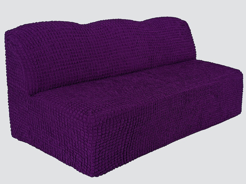 Чехол на трехместный диван без подлокотников и оборки Venera, фиолетовый