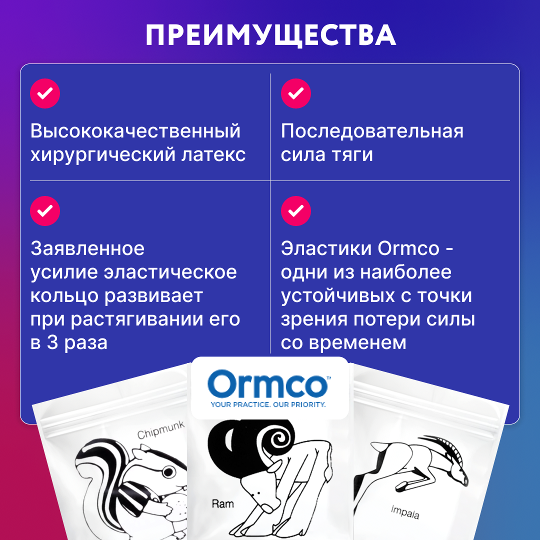 Резинки для брекетов Ormco Антилопа, ортодонтические тяги, эластики -  купить в интернет-магазинах, цены на Мегамаркет | эластики резинки для  брекетов АнтилопаБелый