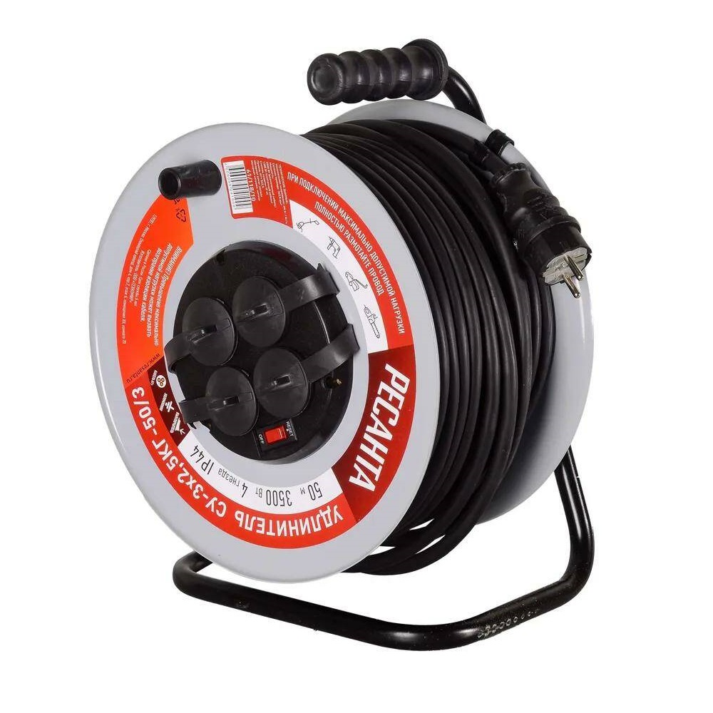 Удлинитель силовой на металлической катушке, СУ-3х2,5КГ-50/3 (с выкл ...