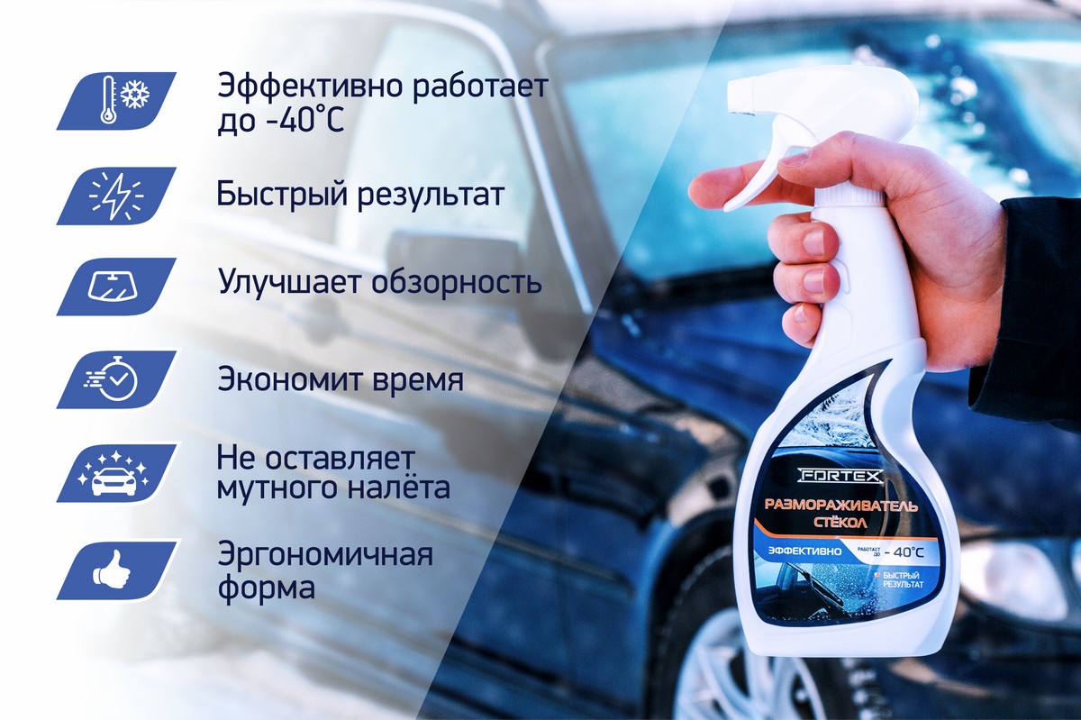 Размораживатель стекол и замков Fortex, для автомобиля, спрей, FC.1101 -  купить в Москве, цены на Мегамаркет | 600009643480