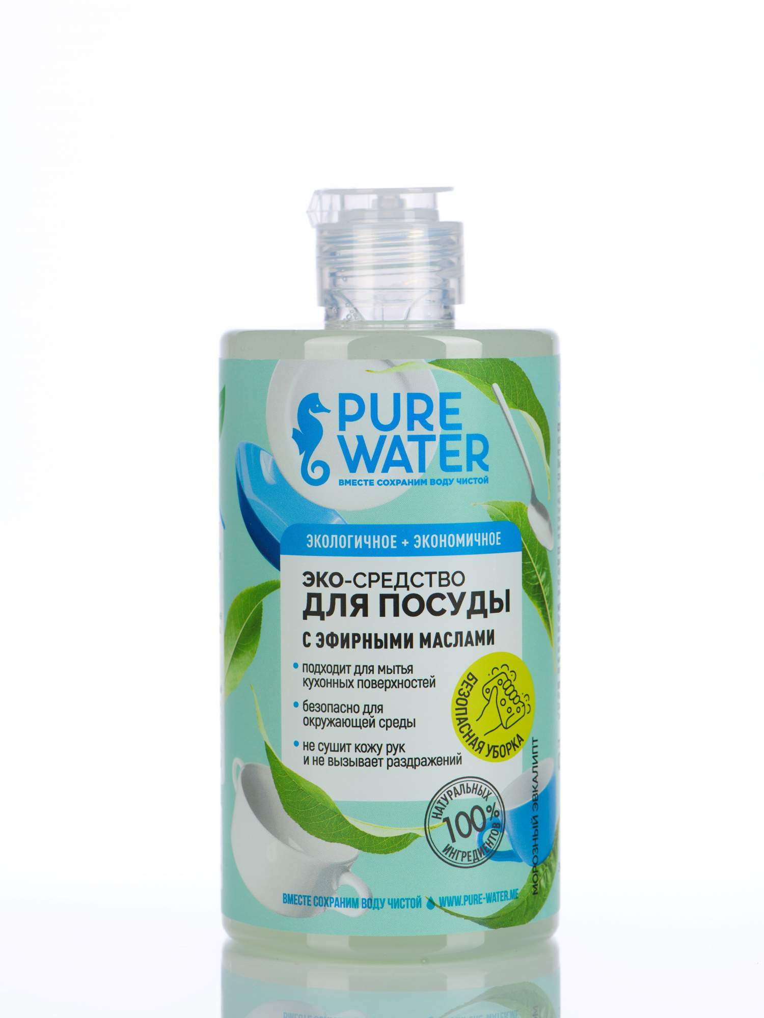 Средство для мытья посуды Pure Water с эфирным маслом эвкалипта 450мл -  купить в Москве, цены на Мегамаркет