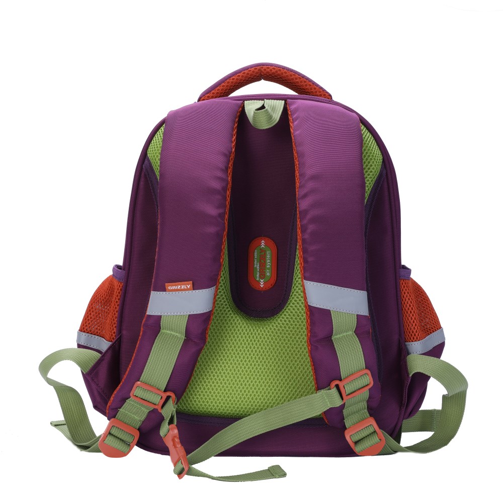Школьный рюкзак Grizzly для девочки фиолетовый Hello cutie