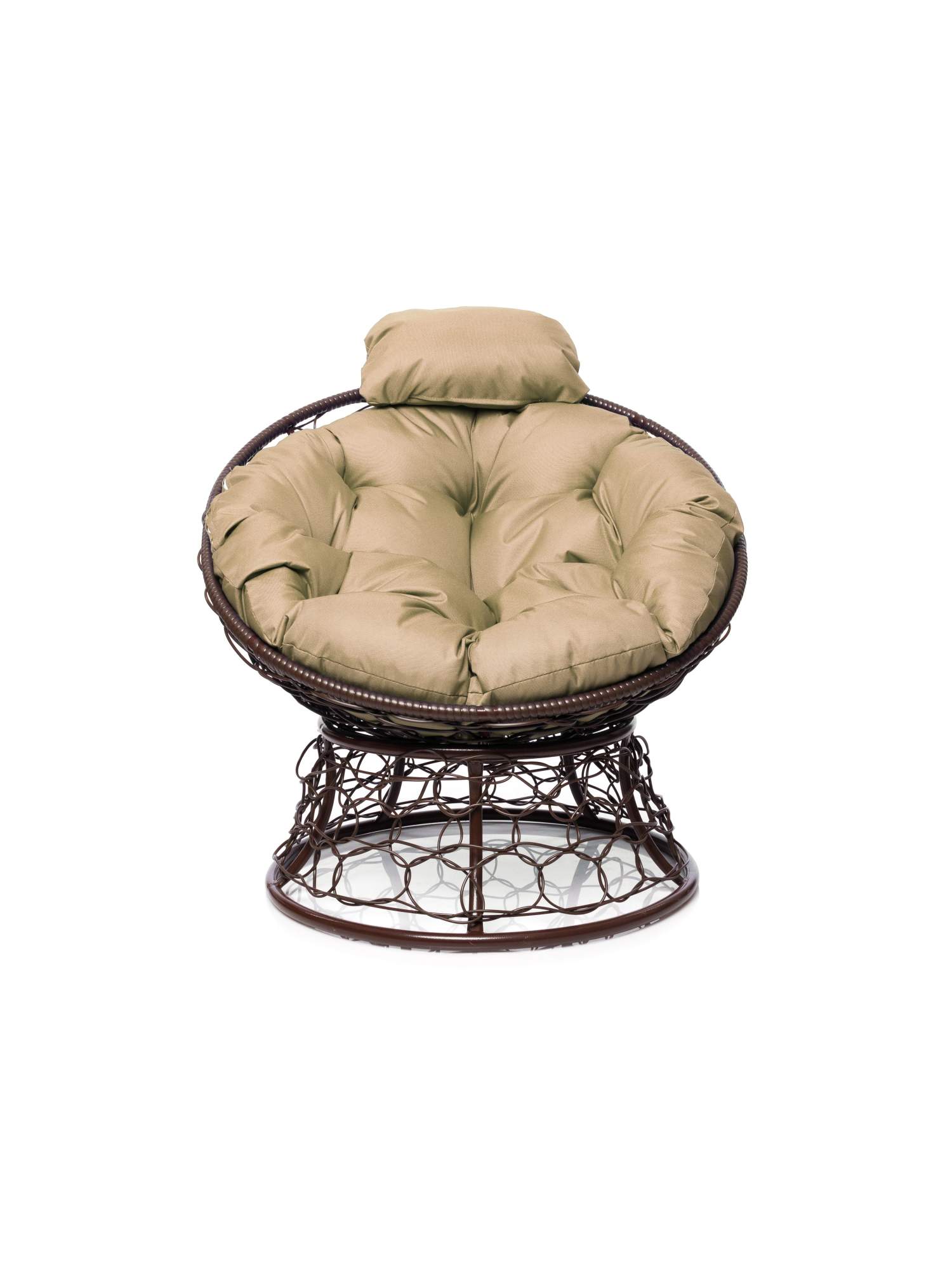 Кресло Папасан мини с ротангом коричневое, бежевая подушка 23073674 - купить в Мебель для дома и дачи, цена на Мегамаркет