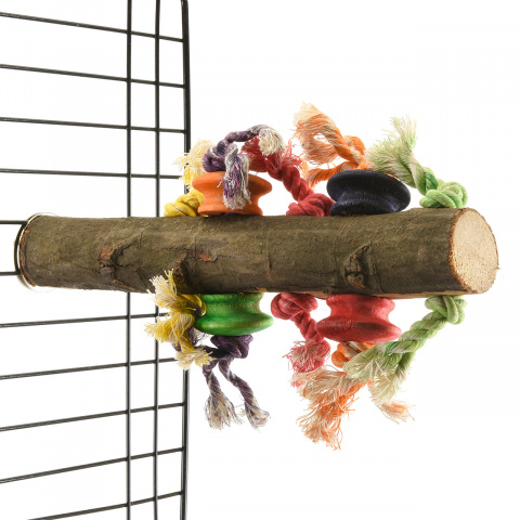 Жердочка для птиц HAPPY BIRD Жердь с игрушками, дерево, 13x15см