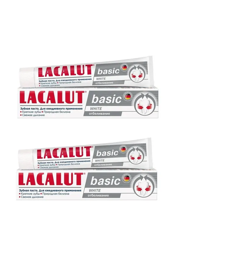 Купить зубная паста Lacalut Basic White, 75 мл х 2 шт., цены на Мегамаркет | Артикул: 600009561682