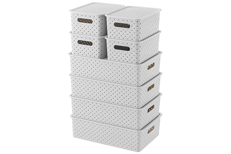Набор 8 корзинок с крышками El Casa Береста светло-серый, 3 л 4 штуки , 7, 5 л 4 штуки - купить в Москве, цены на Мегамаркет