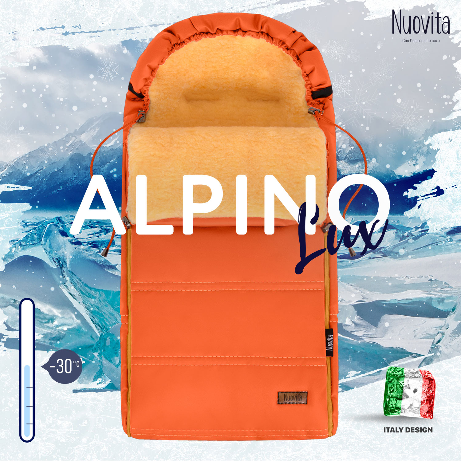 Конверт зимний меховой Nuovita Alpino Lux Pesco (Arancio/Оранжевый)