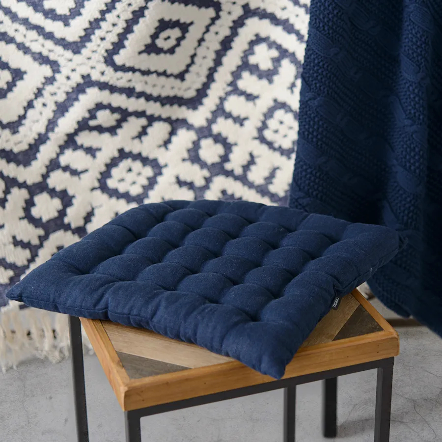 Подушка на стул на сидушку Tkano Essential 40х40 см, синий 1 шт