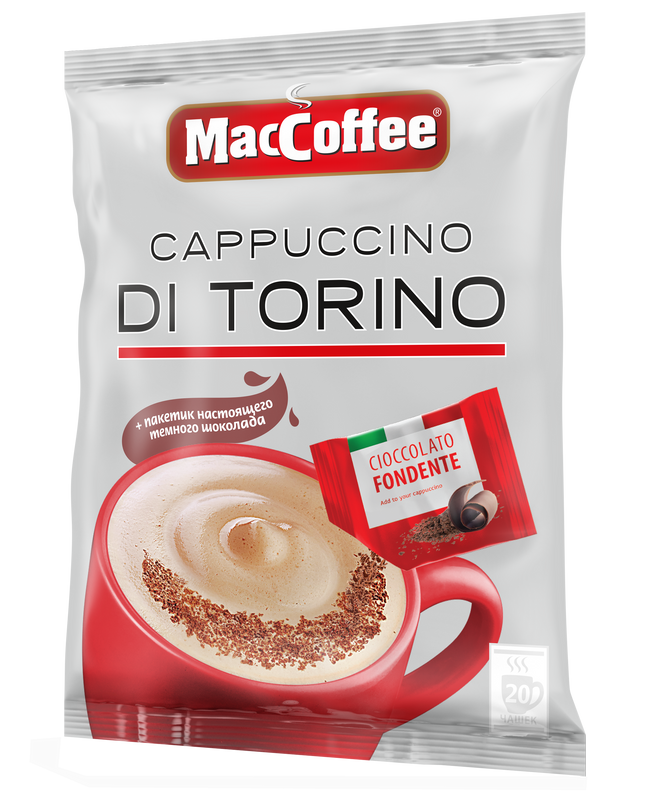 Напиток кофейный MACCOFFEE Cappuccino di Torino 3в1. Кофейный напиток MACCOFFEE капучино ди Торино, 25,5гр*20шт Фес продукт. MACCOFFEE Cappuccino di Torino с шоколадом. Маккофе 3 в 1 капучино.