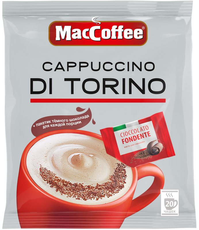 Купить кофейный напиток растворимый MacCoffee Cappuccino di Torino 3в1 25,5 г х 20 шт., цены на Мегамаркет | Артикул: 100024903688