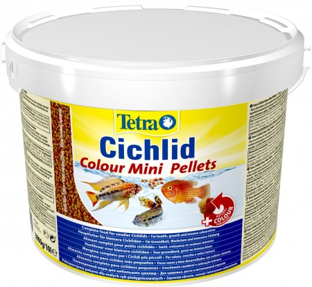 Корм для всех видов цихлид Tetra Cichlid Colour Mini, для улучшения окраса, гранулы, 10 л