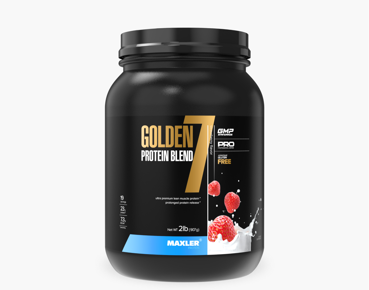 Протеин многокомпонентный MAXLER Golden 7 Protein Blend, Клубника, 907 г – купить в Москве, цены в интернет-магазинах на Мегамаркет