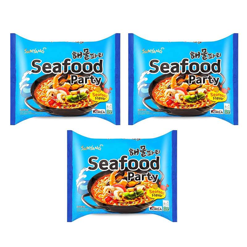 Купить лапша быстрого приготовления Samyang Seafood party со вкусом морепродуктов, 3 шт*125г, цены на Мегамаркет | Артикул: 600007311156