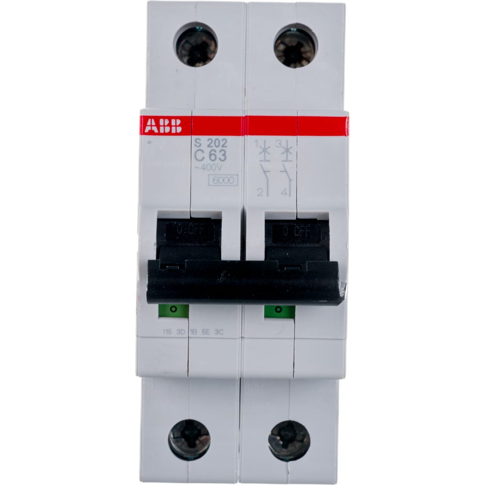 Автоматический модульный выключатель ABB 2п C S202 6кА 63А 2CDS252001R0634 купить в интернет-магазине, цены на Мегамаркет
