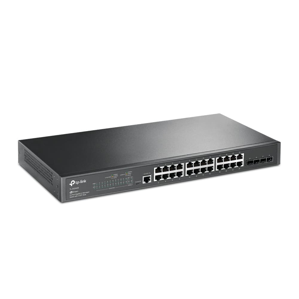 Коммутатор TP-Link TL-SG3428 JetStream 24?портовый, 4 SFP?слотами, черный,  купить в Москве, цены в интернет-магазинах на Мегамаркет