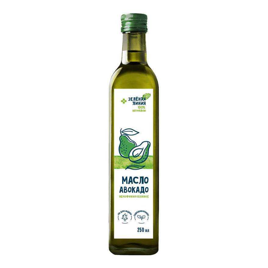 Масло авокадо Зеленая Линия нерафинированное холодного отжима 250 мл – купить в Москве, цены в интернет-магазинах на Мегамаркет