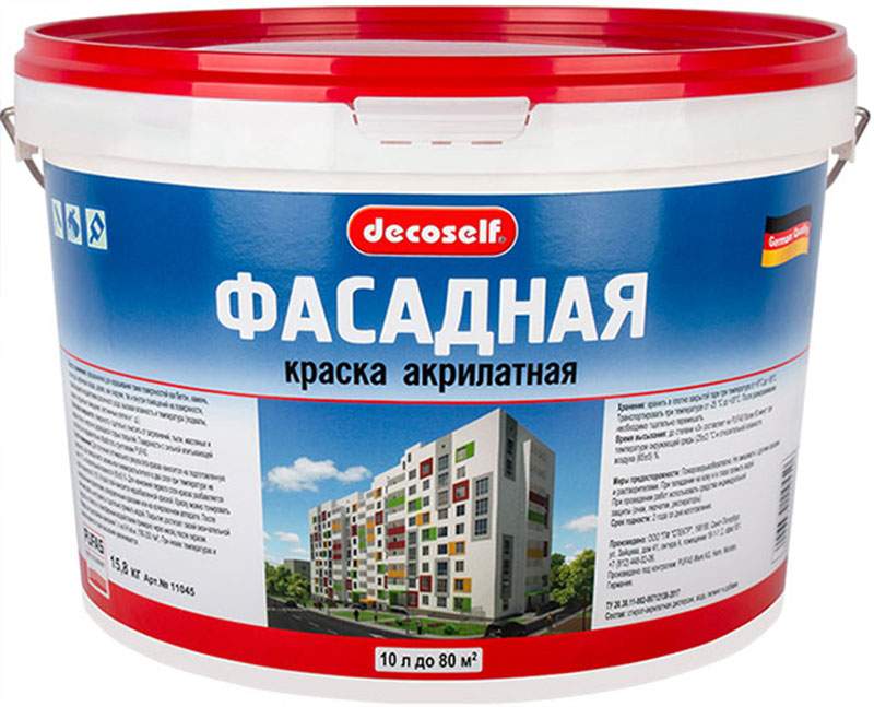 DECOSELF Фасадная base D под колеровку краска акрилатная (10л) - купить в Ремонт 3000 C&C, цена на Мегамаркет