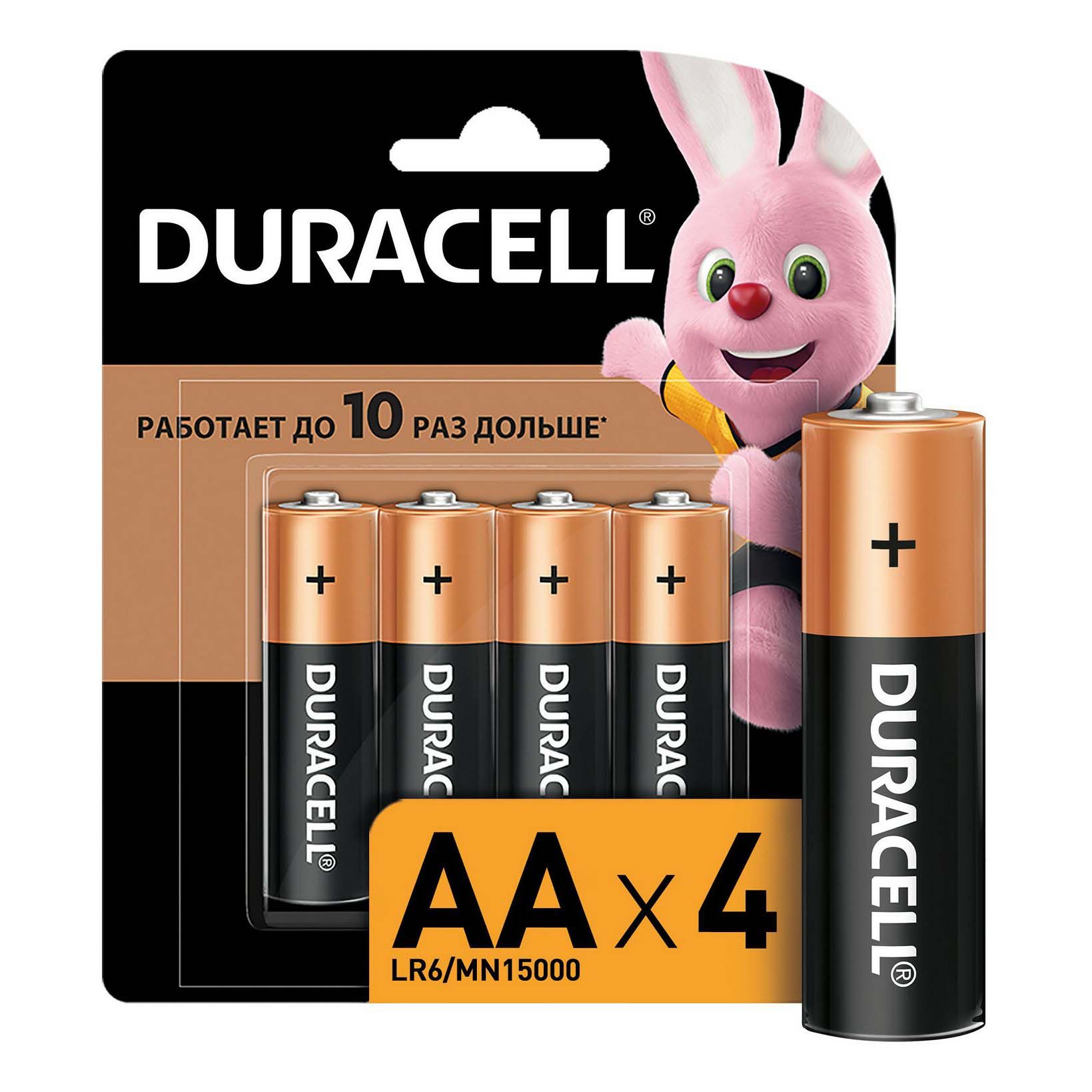 Батарейка Duracell LR6 АА 4 шт - купить в Москве, цены на Мегамаркет | 100023800107