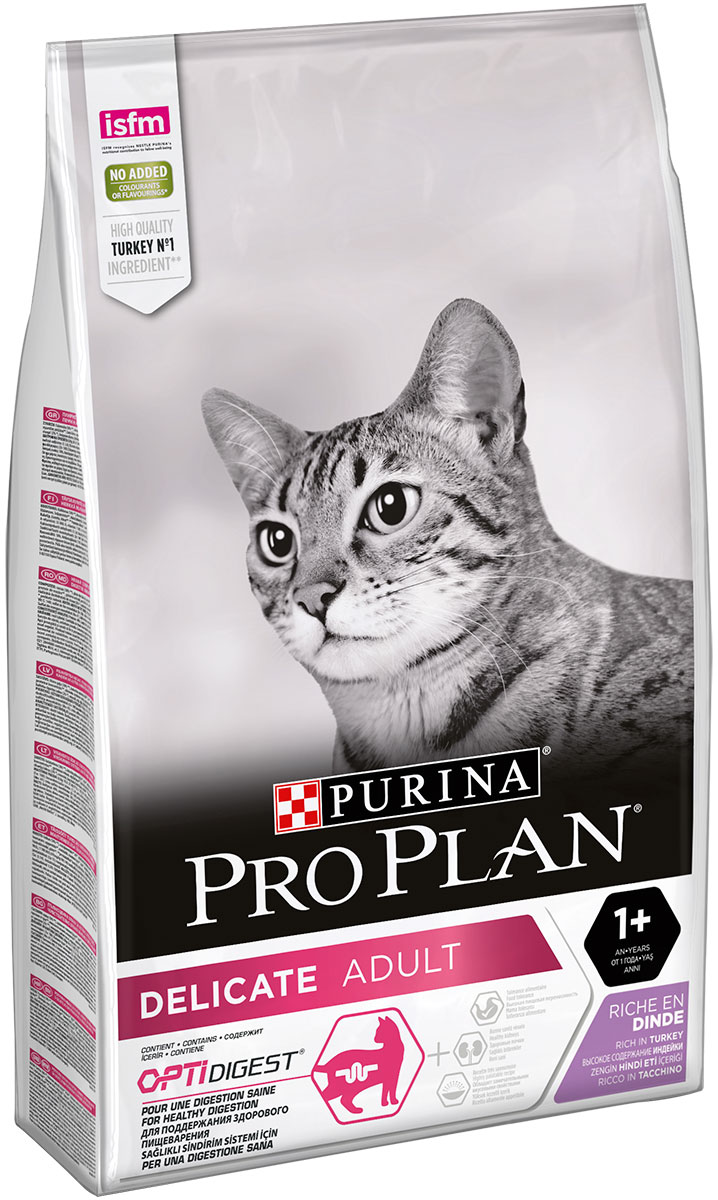 Сухой корм для кошек PRO PLAN Deliсate с комплексом OPTIRENAL, индейка, 3кг