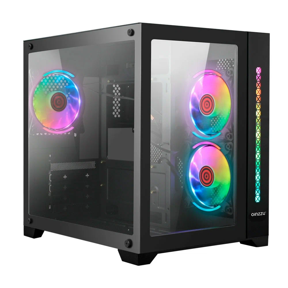 Корпус компьютерный Ginzzu V350 RGB черный, купить в Москве, цены в интернет-магазинах на Мегамаркет