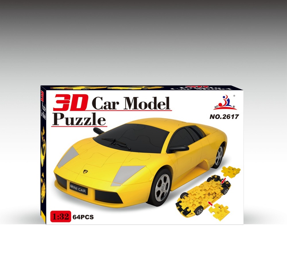 Купить пазл 3D ABtoys Модель автомобиля 64 детали, масштаб 1:32 -  Ba2617-Yellow, цены на конструкторы в интернет-магазинах на Мегамаркет