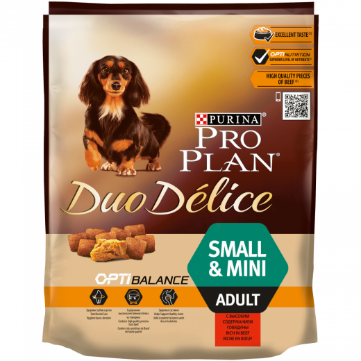 Сухой корм для собак PRO PLAN Duo Delice Small Adult, для мелких пород, говядина,рис,0,7кг