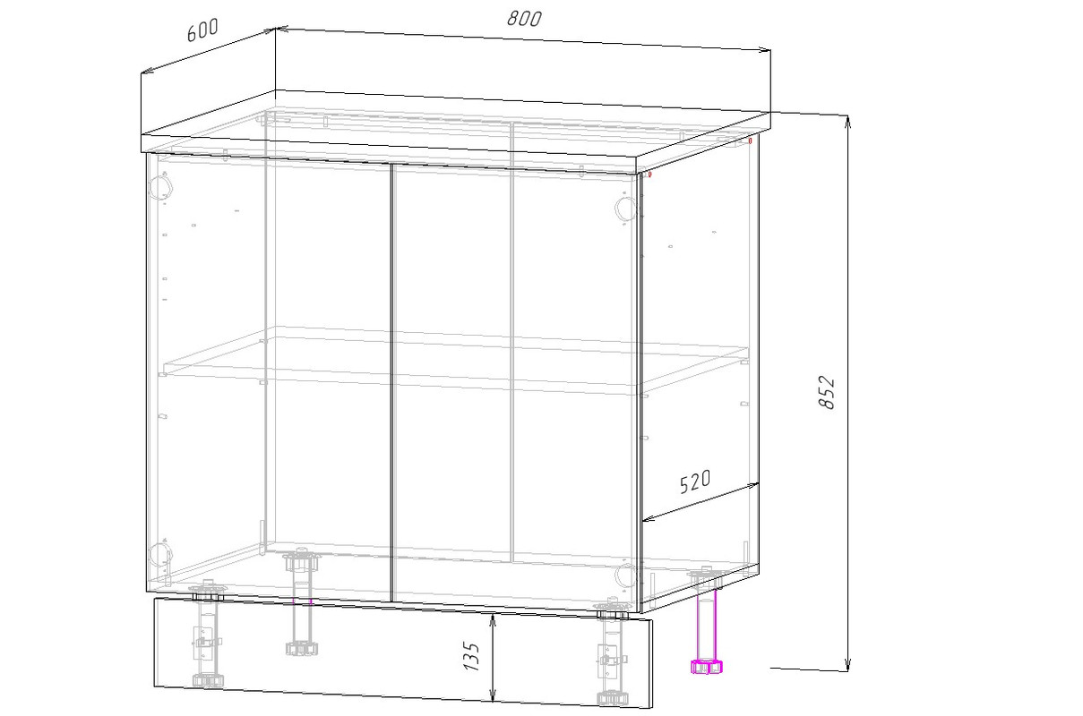 Каркас напольного шкафа для кухни 80 см