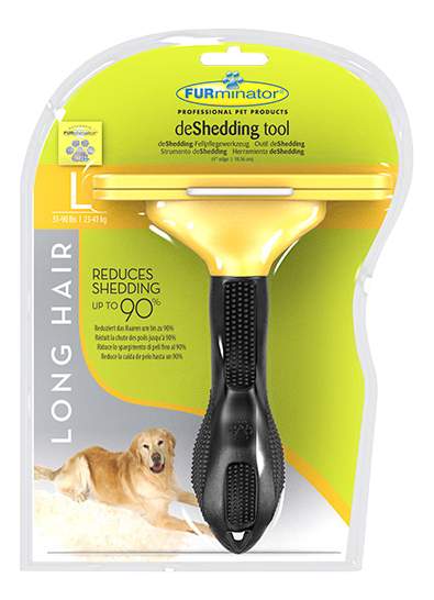 Фурминатор для собак FURminator Long Hair L, для длинношерстных крупных пород, желтый