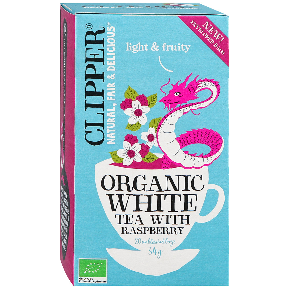 Чай CLIPPER белый органический пакетированный с кусочками малины 20пак 34г