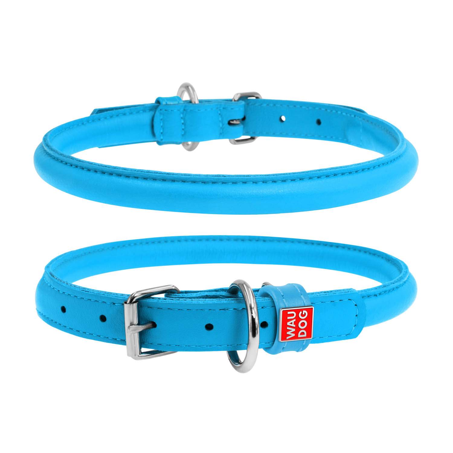 Ошейник для собак Collar WAUDOG Glamour, круглый, голубой, 10мм х 33-41см