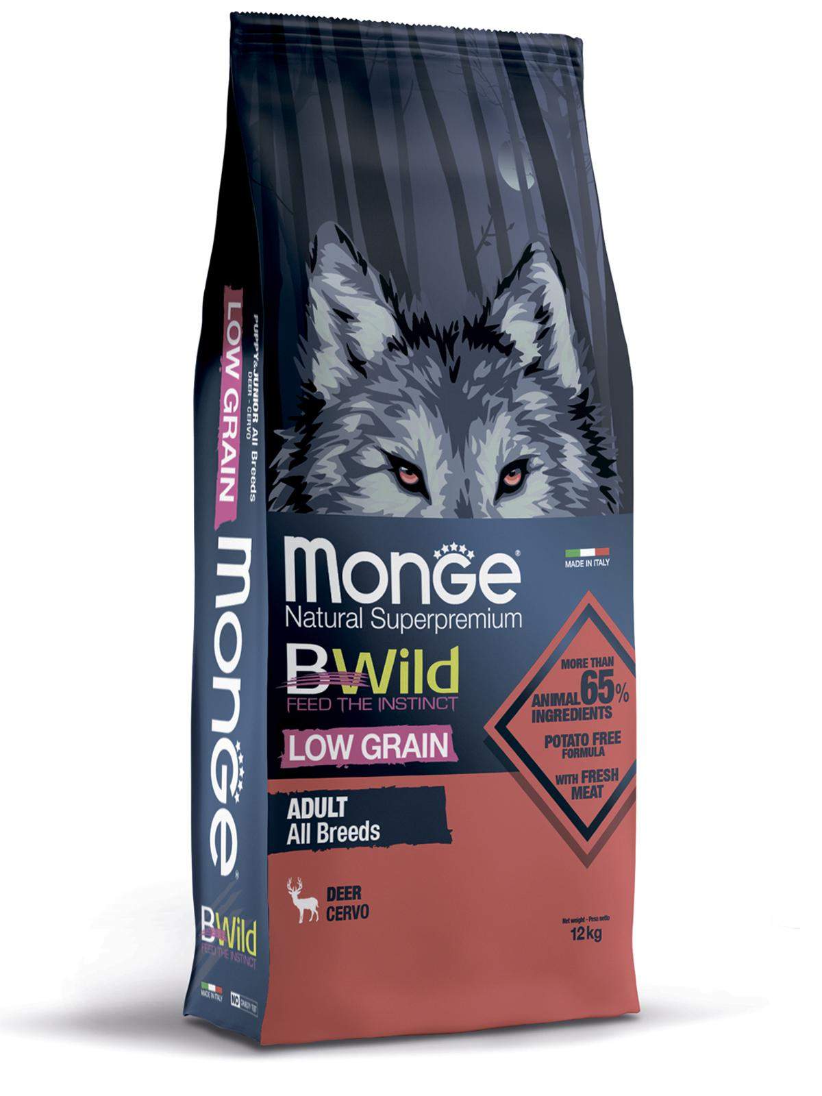 Сухой корм для собак Monge Dog BWild Low Grain из мяса оленя, 12кг - купить в Кот Матрос, цена на Мегамаркет