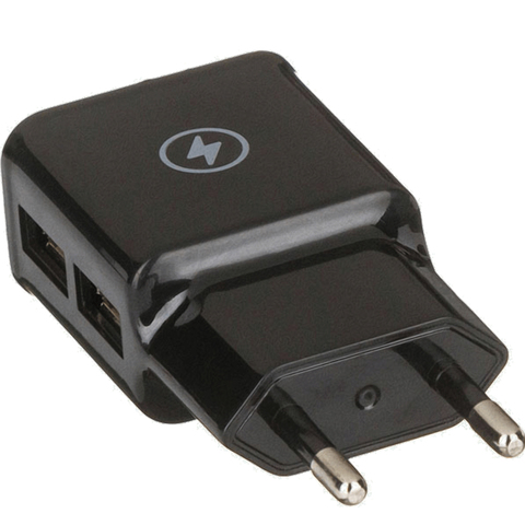 Сетевое зарядное устройство RED LINE 2 USB, 2,1 A, black