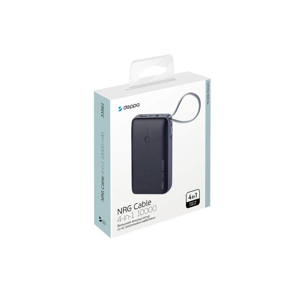 Deppa nrg turbo v3 отзывы. Deppa NRG Cable 4 в 1 10000 Mah Grey (33561). Deppa NRG Cable 33561. Deppa Power Bank NRG Cable 10000mah. Внешний аккумулятор deppa 10000mah 5-6v/2,1а 1type-c/1usb 18w, PD, QC3.0 Black.