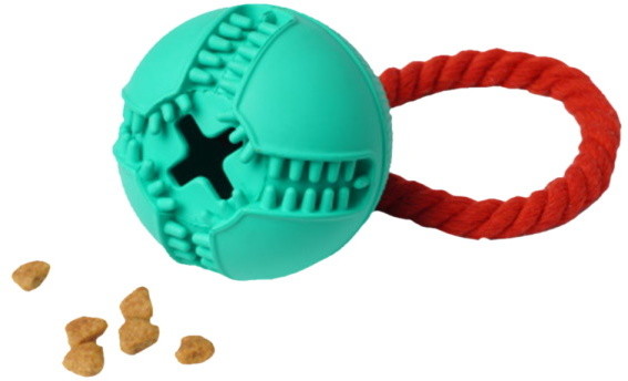 Развивающая игрушка для собак HOMEPET Silver Series, мяч с канатом, зеленый, 7.6 см, 1 шт