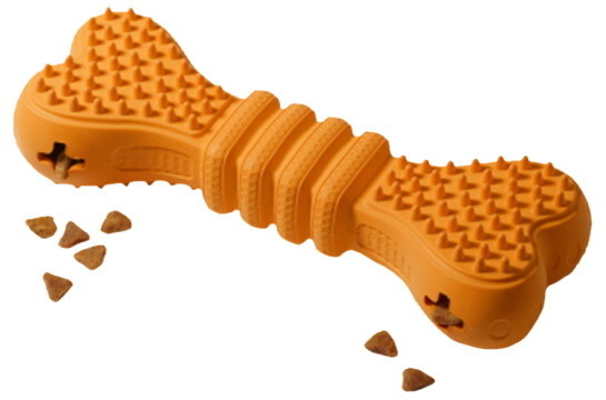 Развивающая игрушка для собак HOMEPET Silver Series, косточка, оранжевый, 15 см