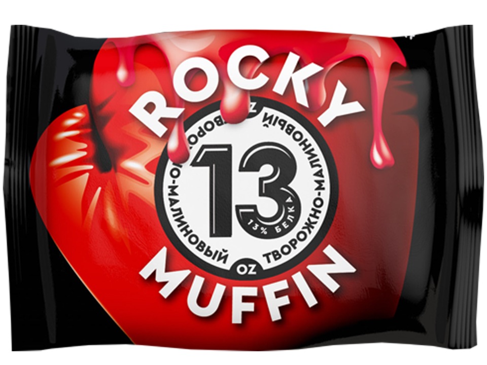 Кекс Muffin ROCKY творожный с малиновой начинкой 55г