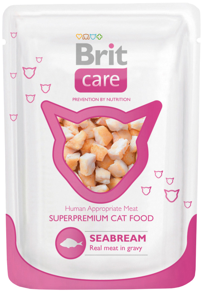 Влажный корм для кошек Brit Care кусочки в соусе с морским лещом, 24шт по 80г